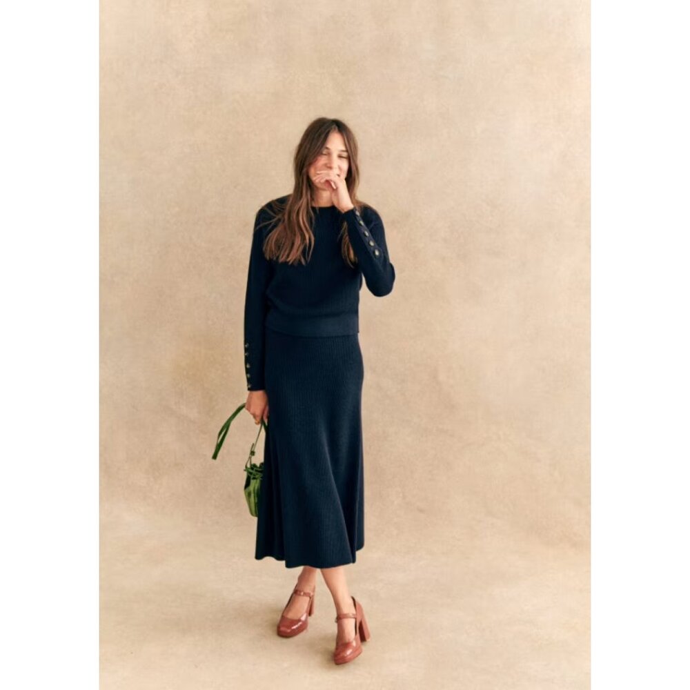 Sezane Sami Jumper In Navy - Picture 2 of 4